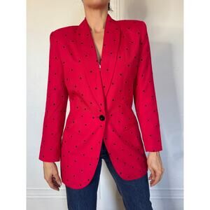 90s Lord & Taylor Pink‎ Polka Dot Blazer size S